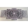 5-TEILIGES WANDBILD ORIENTALISCHES MANDALA IN SCHWARZ-WEISS - SCHWARZ-WEISSE BILDER - BILDER