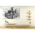 CANVAS PRINT WITH A VINTAGE TOUCH IN BLACK AND WHITE - BLACK AND WHITE PICTURES - PICTURES