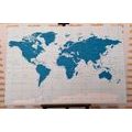 DECORATIVE PINBOARD POLITICAL MAP OF THE WORLD IN BLUE - PICTURES ON CORK - PICTURES