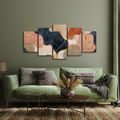 5-TEILIGES WANDBILD ABSTRAKTE GOLDENE BLÄTTER - WANDBILDER ABSTRAKTE FORMEN - BILDER