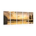 5-PIECE CANVAS PRINT MOUNTAIN LAKE REFLECTION - PICTURES OF NATURE AND LANDSCAPE - PICTURES