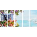 IMPRESSION SUR TOILE EN 5 PARTIES MAISON ET VUE SUR LA MER - IMPRESSION SUR TOILE DE NATURE ET PAYSAGE - IMPRESSION SUR TOILE