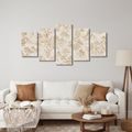 5-TEILIGES WANDBILD GOLDENE ORIENTALISCHE LANDSCHAFT - BILDER MIT FENG SHUI-MOTIVEN - BILDER