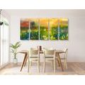 5-PIECE CANVAS PRINT OIL PAINTING OF MEADOW FLOWERS - PICTURES OF NATURE AND LANDSCAPE - PICTURES