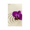 AFFICHE JARDIN ZEN DE SABLE AVEC UNE ORCHIDÉE VIOLETTE - FENG SHUI - AFFICHES