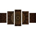 QUADRO IN 5 PARTI MANDALA VINTAGE IN STILE INDIANO - QUADRI FENG SHUI - QUADRI