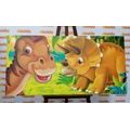 TABLEAU SUR TOILE – DINOSAURES JOYEUX - TABLEAUX POUR ENFANTS - TABLEAUX