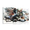 CANVAS PRINT WOLF IN WATERCOLOR DESIGN - PICTURES OF ANIMALS - PICTURES