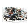 TABLEAU SUR TOILE – LOUP EN AQUARELLE - IMAGES D'ANIMAUX - TABLEAUX