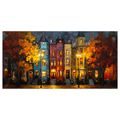 OBRAZ VEČERNÍ MĚSTSKÁ SCENÉRIE - BAREVNÉ DOMY - OBRAZY