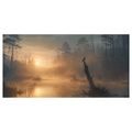 TABLEAU SUR TOILE – AUBE PAISIBLE DANS LA BRUME FORESTIÈRE - TABLEAUX DU LAC - TABLEAUX