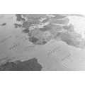 DECORATIVE PINBOARD DETAILED MAP OF THE WORLD IN BLACK AND WHITE - PICTURES ON CORK - PICTURES