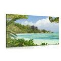 CANVAS PRINT BEAUTIFUL BEACH ON THE ISLAND OF LA DIGUE - PICTURES OF NATURE AND LANDSCAPE - PICTURES