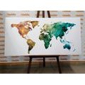 DECORATIVE PINBOARD COLORED POLYGONAL MAP OF THE WORLD - PICTURES ON CORK - PICTURES