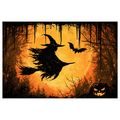 WANDBILD HEXE IM FLUG BEI MONDSCHEIN - HALLOWEEN- UND HORROR-BILDER - BILDER