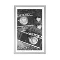 POSTER WITH MOUNT TWO RETRO CAMERAS IN BLACK AND WHITE - BLACK AND WHITE - POSTERS