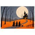 QUADRO SU TELA – STREGA SOTTO LA LUNA PIENA - QUADRI HALLOWEEN E HORROR - STAMPE E QUADRI