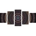 5-PIECE CANVAS PRINT MANDALA WITH A SUN PATTERN IN SHADES OF PURPLE - PICTURES FENG SHUI - PICTURES