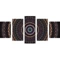 5-TEILIGES WANDBILD MANDALA MIT SONNENMUSTER IN LILA - BILDER MIT FENG SHUI-MOTIVEN - BILDER