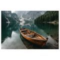 QUADRO SU TELA – BARCA SU LAGO DI MONTAGNA - QUADRI LAGHI - STAMPE E QUADRI