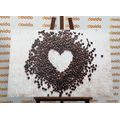 CANVAS PRINT HEART MADE OF COFFEE BEANS - PICTURES OF FOOD AND DRINKS - PICTURES