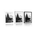 POSTER WITH MOUNT ARTISTIC LANDSCAPE IN BLACK AND WHITE - BLACK AND WHITE - POSTERS