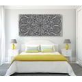 CANVAS PRINT MANDALA WITH AN ABSTRACT NATURAL PATTERN IN BLACK AND WHITE - BLACK AND WHITE PICTURES - PICTURES