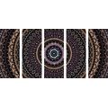 5-PIECE CANVAS PRINT MANDALA WITH A SUN PATTERN IN SHADES OF PURPLE - PICTURES FENG SHUI - PICTURES