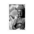 POSTER FRIEDLICHER BUDDHA IN SCHWARZ-WEISS - SCHWARZ-WEISS{% if product.category.pathNames[0] != product.category.name %} - GERAHMTE POSTER{% endif %}