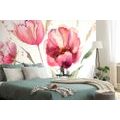 WALLPAPER TULIPS IN AN INTERESTING DESIGN - WALLPAPERS WITH IMITATION OF PAINTINGS - WALLPAPERS