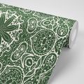 PAPIER PEINT AUTOCOLLANT MANDALA BLANC SUR FOND VERT - PAPIERS PEINTS AUTOCOLLANTS - PAPIER PEINT