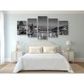 5-PIECE CANVAS PRINT DAZZLING PANORAMA OF PARIS IN BLACK AND WHITE - BLACK AND WHITE PICTURES - PICTURES