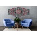 5-TEILIGES WANDBILD INDISCHES MANDALA MIT BLUMENMUSTER - BILDER MIT FENG SHUI-MOTIVEN - BILDER