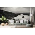 SELF ADHESIVE WALL MURAL EARLY EVENING BY THE LAKE IN BLACK AND WHITE - SELF-ADHESIVE WALLPAPERS - WALLPAPERS