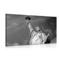 CANVAS PRINT STATUE OF LIBERTY IN BLACK AND WHITE - BLACK AND WHITE PICTURES - PICTURES