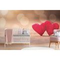 SELF ADHESIVE WALL MURAL RED HEARTS ON WOOD - SELF-ADHESIVE WALLPAPERS - WALLPAPERS