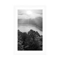 POSTER WITH MOUNT RIVER IN THE MIDDLE OF A FOREST IN BLACK AND WHITE - BLACK AND WHITE - POSTERS