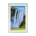 POSTER MIT PASSEPARTOUT IKONISCHER WASSERFALL IN ISLAND - NATUR - POSTER