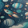 OBRAZ KOSMOS S RAKETOU A HVĚZDAMI - CHILDREN'S SPACE PICTURES - PICTURES