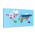 CANVAS PRINT WORLD MAP WITH FLAGS - PICTURES OF MAPS - PICTURES