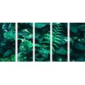 5-PIECE CANVAS PRINT FRESH TROPICAL LEAVES - STILL LIFE PICTURES{% if product.category.pathNames[0] != product.category.name %} - PICTURES{% endif %}