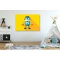 CANVAS PRINT CHEERFUL ROBOT - CHILDRENS PICTURES - PICTURES