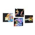 CANVAS PRINT SET COLORFUL ABSTRACTION ON A BLACK BACKGROUND - SET OF PICTURES - PICTURES