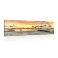 CANVAS PRINT OF BOATS AT SUNSET - PICTURES OF NATURE AND LANDSCAPE - PICTURES