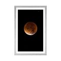 POSTER MIT PASSEPARTOUT MOND AM NACHTHIMMEL - UNIVERSUM UND STERNE - POSTER