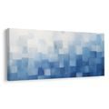 TABLEAU SUR TOILE – CARRÉS BLEUS SUPERPOSÉS DANS LA BRUME - IMAGES FORMES ABSTRAITES - TABLEAUX