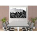 CANVAS PRINT MANDALA IN BLACK AND WHITE - BLACK AND WHITE PICTURES - PICTURES