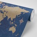 SELF ADHESIVE WALLPAPER RETRO MAP WITH A COMPASS ON A BLUE BACKGROUND - SELF-ADHESIVE WALLPAPERS - WALLPAPERS