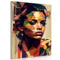 CANVAS PRINT WOMAN'S CHARM IN A PATCHWORK DESIGN - PICTURES OF WOMEN - PICTURES