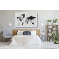 DECORATIVE PINBOARD STYLISH BLACK AND WHITE MAP - PICTURES ON CORK - PICTURES